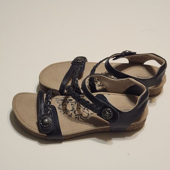 Aetrex Jillian Hook And Loop Dark Navy Blue cork Comfort Sandals Sz EU 39.5 US 9 - Picture 8 of 8